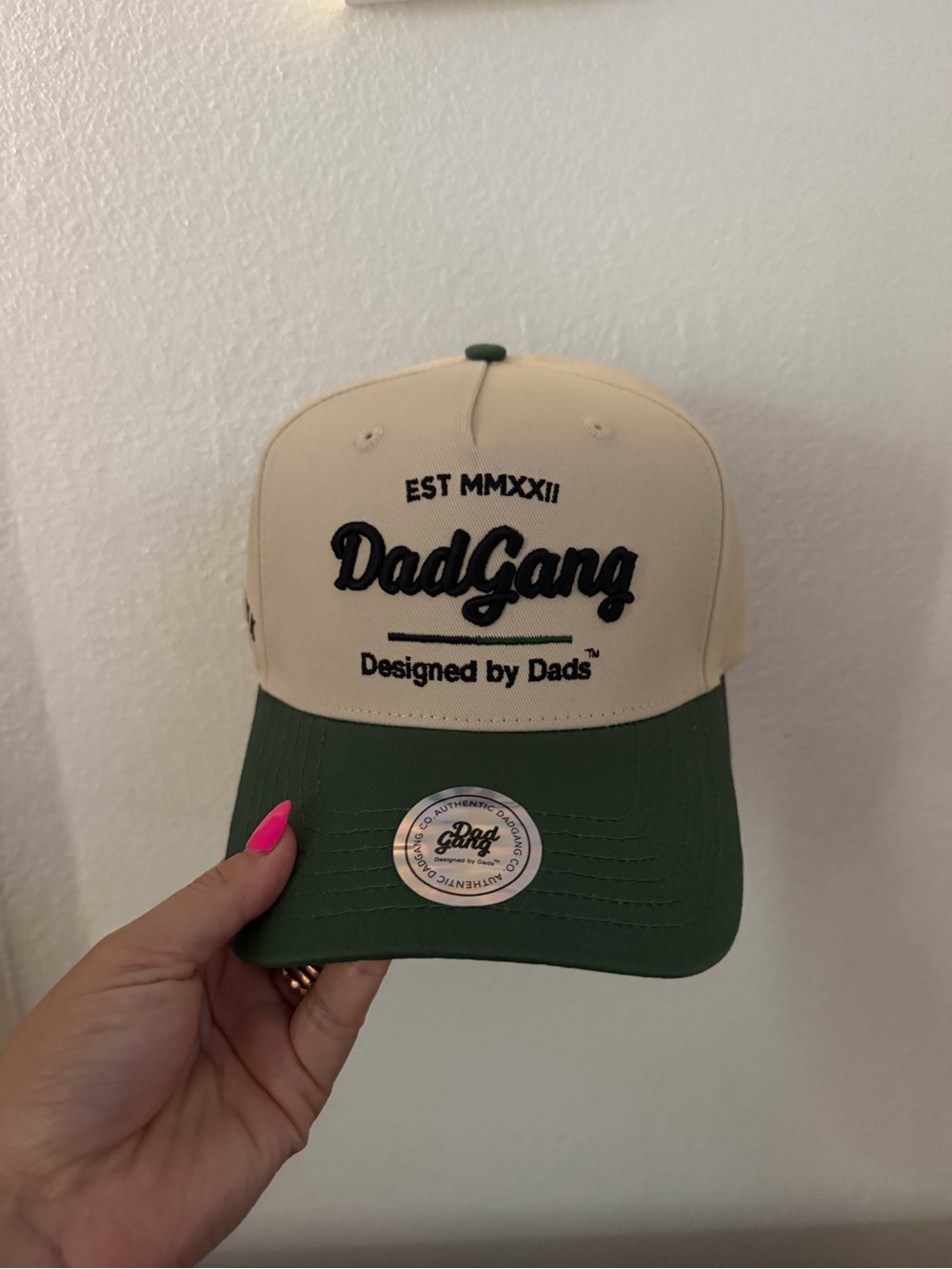 'Designed by Dads' Two-Tone Baseball Cap - Cream & Green